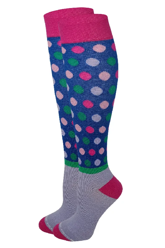 Weekend Discounts to Savor Women Pink /Blue dot Graduated Compression Knee High Socks Weekend Discounts to Savor Women Pink /Blue dot Graduated Compression Knee High Socks