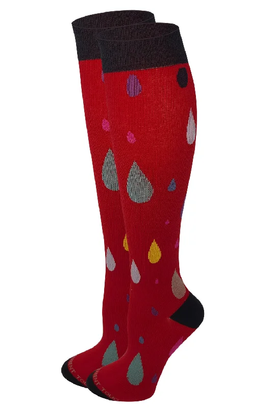 Weekend Offers That Shine Women Red Water Drop Graduated Compression Knee High Socks Weekend Offers That Shine Women Red Water Drop Graduated Compression Knee High Socks