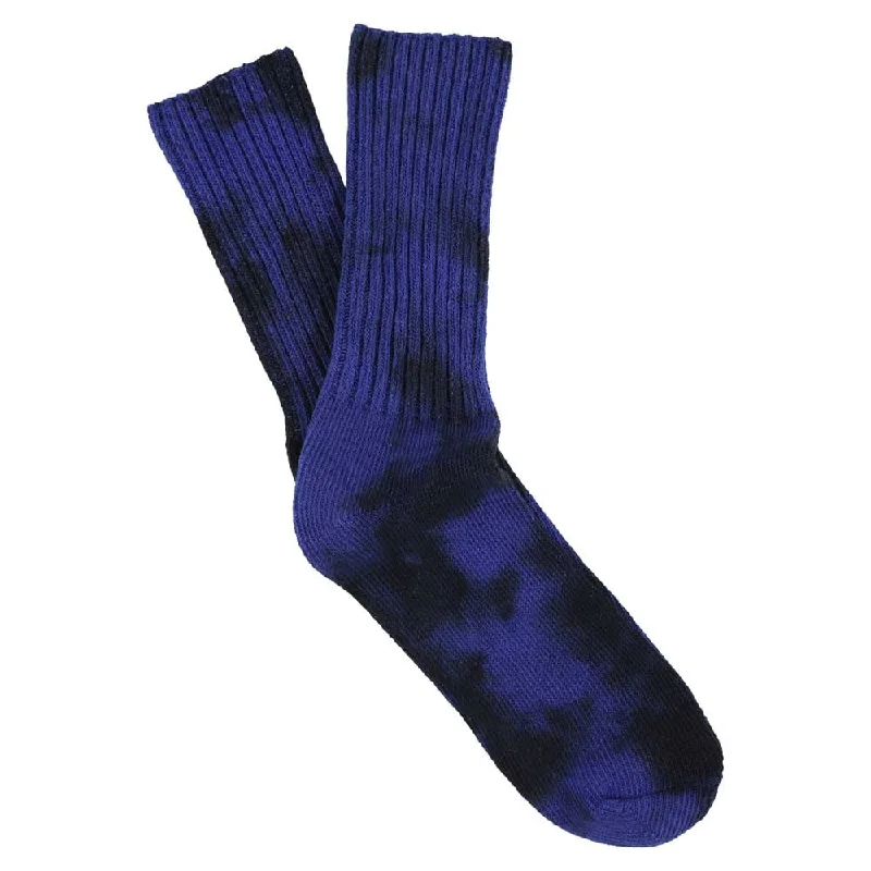 Special Offer Women Tie Dye Socks - Black / Strong Blue